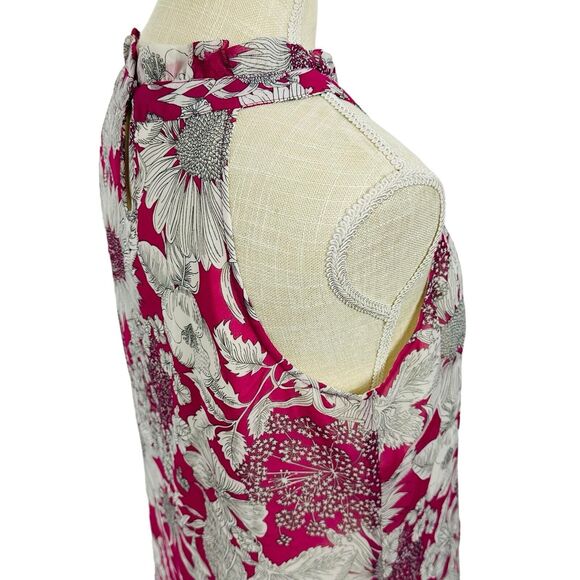 Liberty of London Floral Tank Top High Neck Lined Breezy Womens Sz M Pink White - Picture 7 of 11